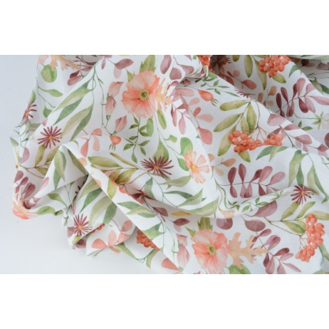 Cotton 100%, floral mix on white background, poplin