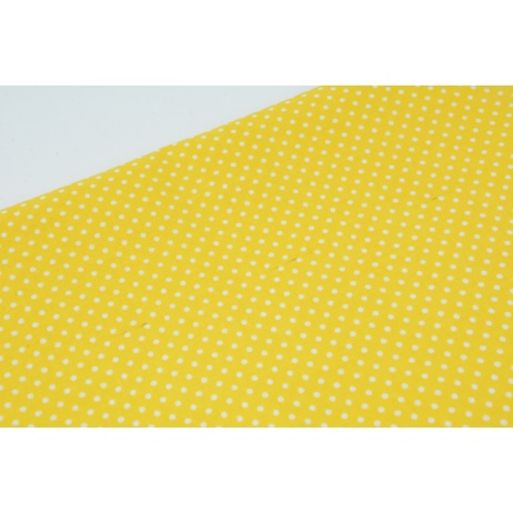 Cotton 100% white 2mm polka dots on a yellow background II quality