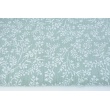 Double gauze 100% cotton, white twigs on fresh sage