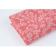 Double gauze 100% cotton, white twigs on a tomato background