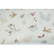 Double gauze 100% cotton, birds and flowers on a vanilla background