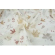 Double gauze 100% cotton, birds and flowers on a vanilla background