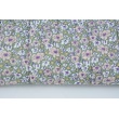 QUILTED fabric, pink flowers on eucalyptus/pink-beige checkered pattern