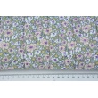 QUILTED fabric, pink flowers on eucalyptus/pink-beige checkered pattern