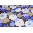 Viscose 100%, beige, cornflower flowers on a chocolate background