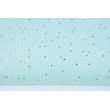 Double gauze 100% cotton golden dots on a mint background