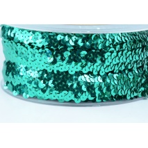 Sequin, elastic ribbon 20mm, emerald