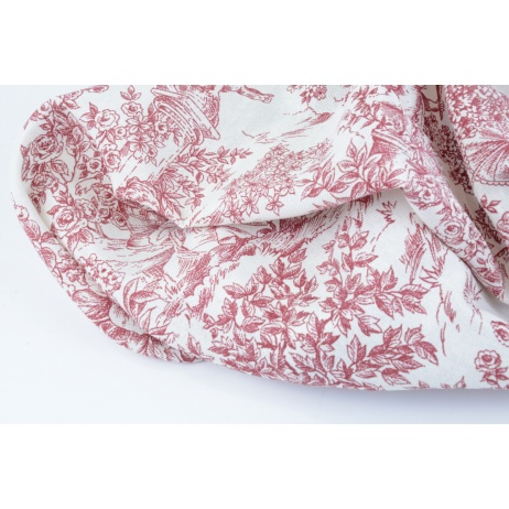 Decorative fabric, burgundy Toile de Jouy, width 280cm