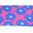 Cotton poplin, big blue flowers on a pink background