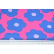 Cotton poplin, big blue flowers on a pink background