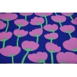 Viscose Lenzing Ecovero, big, pink flowers on a purple background