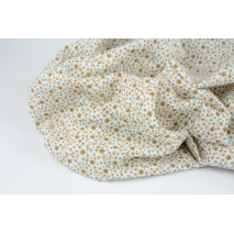 100% cotton, double gauze, mini sage and mustard meadow on white background