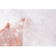 White organza with silver, glittery snowflakes