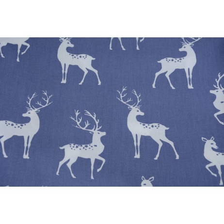 Cotton 100% whitetail deer on a light navy background Cotton 100% whitetail deer on a light navy background