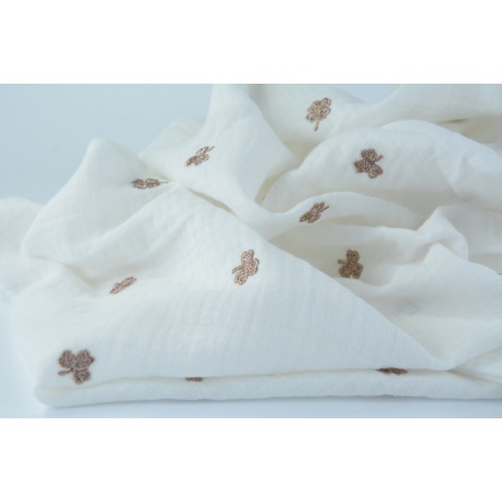 100% cotton, double gauze embroidered with brown clovers