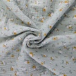 Double gauze 100% cotton, pink, grey flowers on a white background