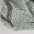Double gauze 100% cotton, pink, grey flowers on a white background