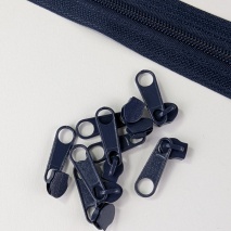 Non-lock slider for tape with cord, 3mm, navy