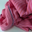Cotton muslin, double-sided pink-red stripes