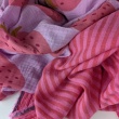 Cotton muslin, double-sided pink-red stripes