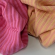 Cotton muslin, double-sided pink-red stripes