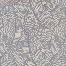 100% cotton, grey leaves on a cream background