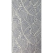 100% cotton, grey leaves on a cream background