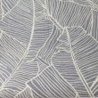 100% cotton, grey leaves on a cream background