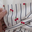 Single jersey, granatowe paski, wisienki