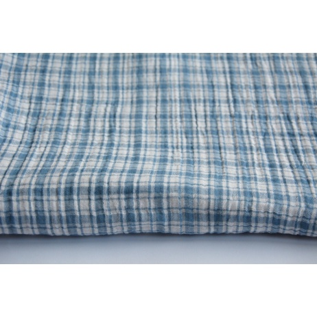Double gauze cotton muslin, blue check pattern