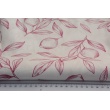 100% cotton, poplin with burgundy lemons on a white background