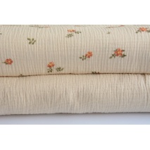 Double gauze 100% cotton brick flowers on a vanilla background  No. 2