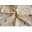Double gauze 100% cotton brick flowers on a vanilla background  No. 2