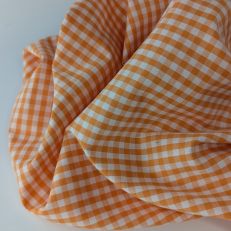 Bawełna 100% kratka vichy, dwustronna, pomarańczowa, 5mm