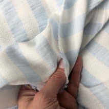 Double gauze cotton muslin, light blue 2 cm stripes