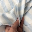 Double gauze cotton muslin, light blue 2 cm stripes