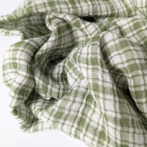 Double gauze cotton muslin, green check pattern