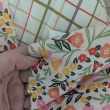 Quilted Cotton Fabric – Floral on Pink / Colorful Plaid