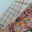 Quilted Cotton Fabric – Floral on Pink / Colorful Plaid