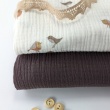 Cotton muslin, caramel birds on a cream background