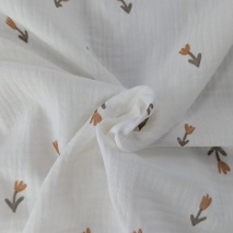 Cotton muslin, Caramel tulips on a cream background