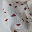 Double gauze 100% cotton, ladybugs on a cream background