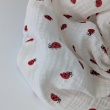 Double gauze 100% cotton, ladybugs on a cream background