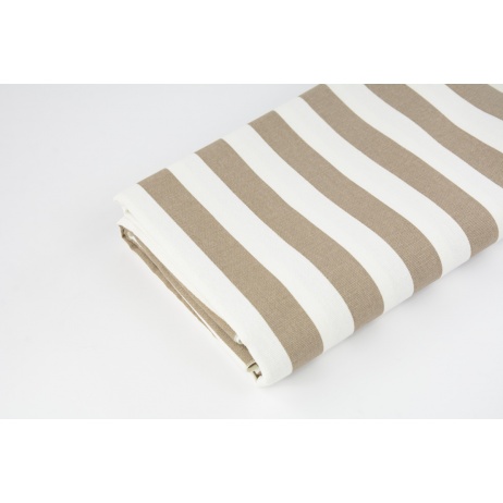 Decorative fabric, 100% cotton, 2.3cm cream-cocoa stripes, 280cm