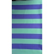 Decorative cotton fabric with 5 cm mint-blue stripes