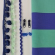 Decorative cotton fabric with 5 cm mint-blue stripes