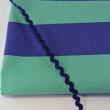 Decorative cotton fabric with 5 cm mint-blue stripes