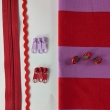 Decorative cotton fabric with 5 cm pink-red stripes