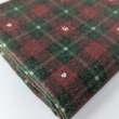 Decorative cotton, burgundy and green checkered pattern / hearts, reindeer