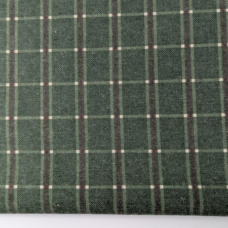Decorative cotton, green checkered pattern